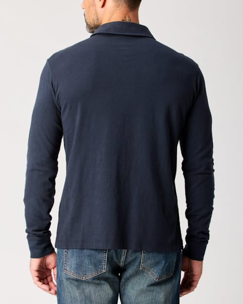 lifestyle image of Vintage Slub Long Sleeve Polo