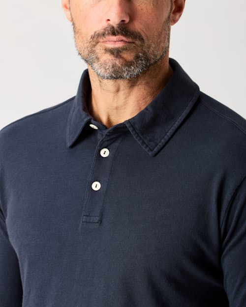 lifestyle image of Vintage Slub Long Sleeve Polo