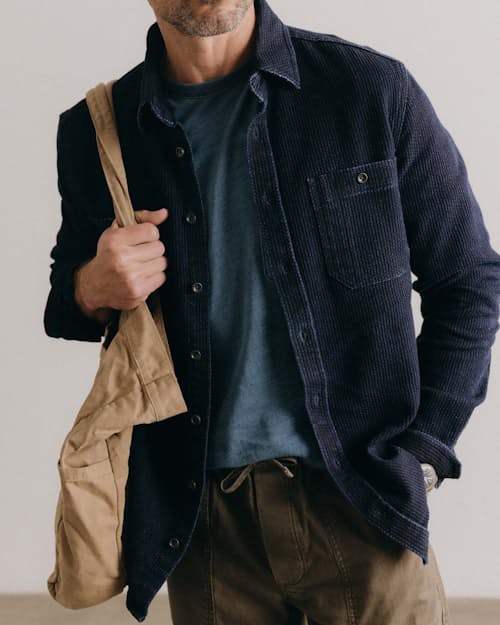 on model image of The Utility Shirt