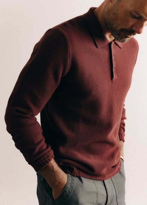 on model image of The Newton Sweater Polo
