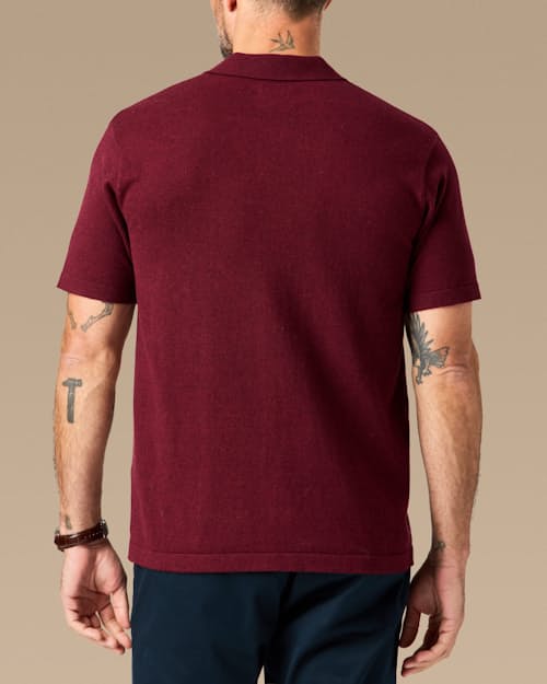 lifestyle image of Fine Ribbed Cotton Cashmere Polo Shirt