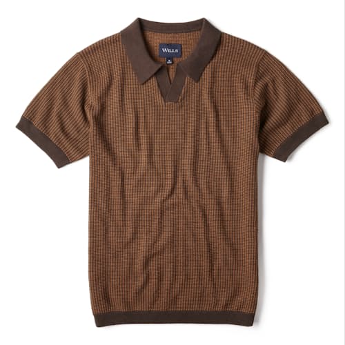 laydown image of Novelty Stitch Johnny Collar Sweater Polo