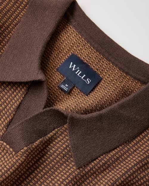 laydown detail image of Novelty Stitch Johnny Collar Sweater Polo