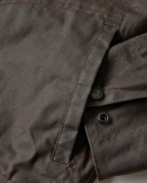 laydown detail image of The James Waxed Snap Jacket