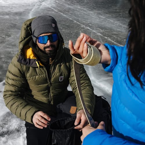 lifestyle image of Expedition Pack Down Hoodie