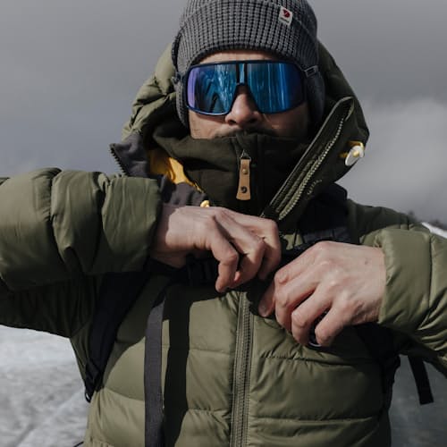lifestyle image of Expedition Pack Down Hoodie