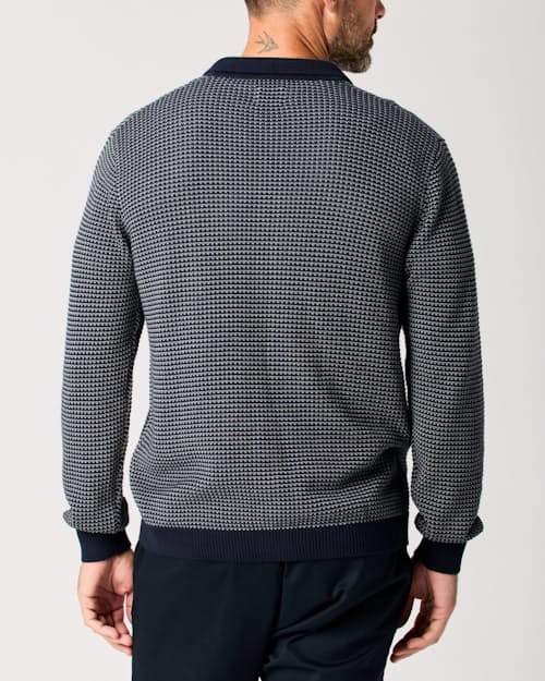 lifestyle image of Birdseye Cotton Polo Cardigan