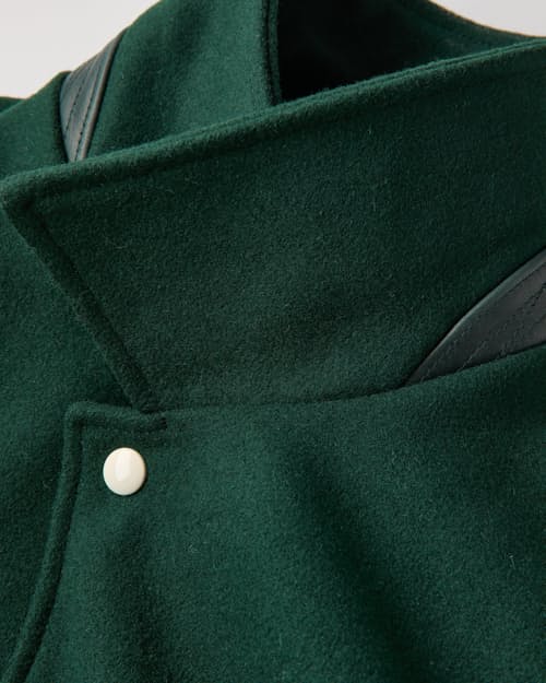 lifestyle image of Leather Wool Varsity Jacket