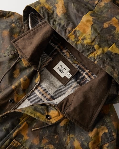 laydown detail image of Flannel-Lined Waxed Hudson Jacket