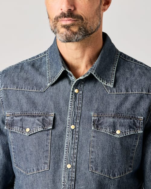 lifestyle image of Bone Button Western Shirt