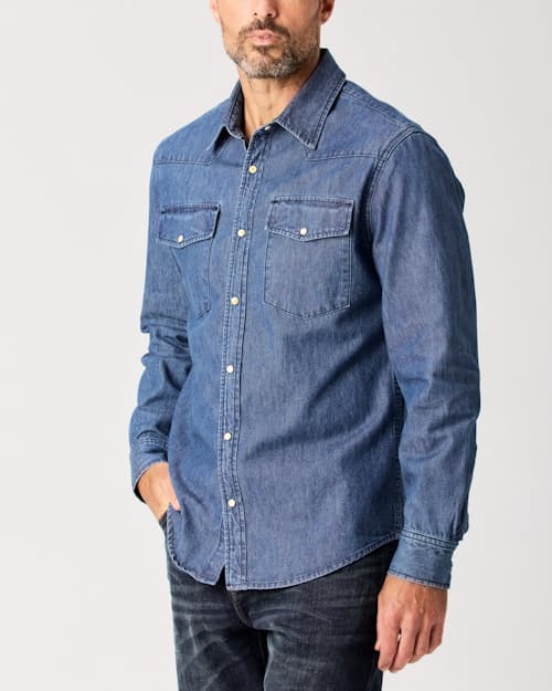lifestyle image of Bone Button Western Shirt