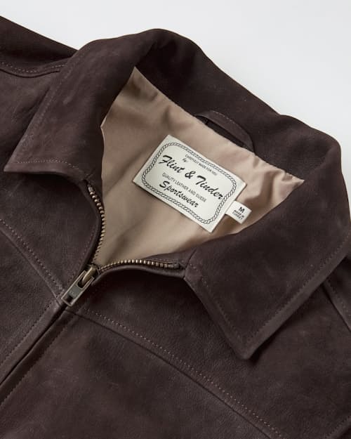 laydown detail image of Collard Leather Jacket