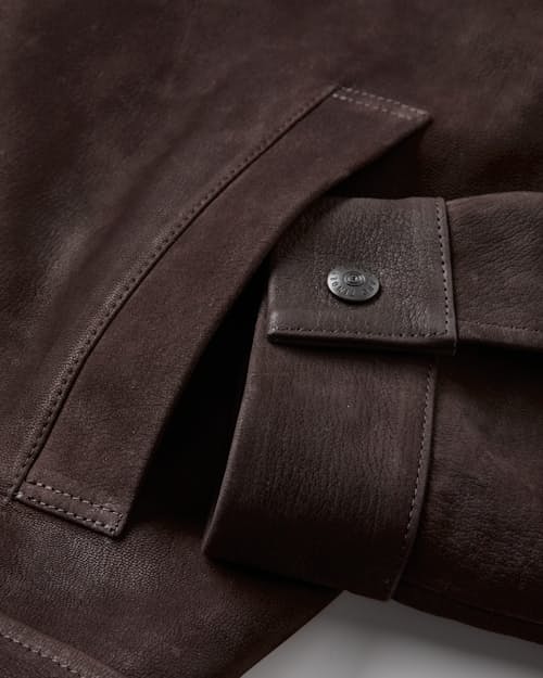 laydown detail image of Collard Leather Jacket