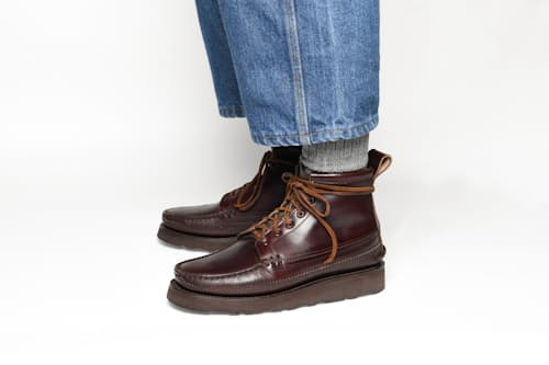 on model image of Handsewn Maine Guide 6 Eye DB Boots