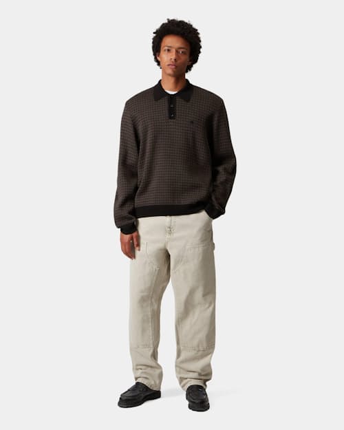 on model image of Long Sleeve Lowis Polo