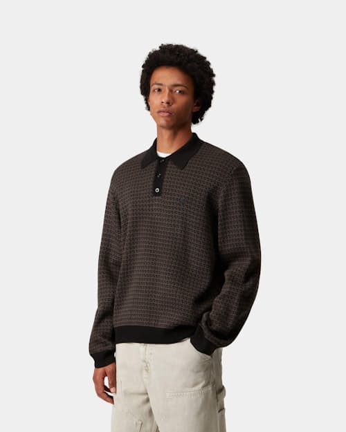 on model image of Long Sleeve Lowis Polo