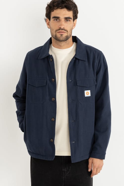 on model image of Sherpa Lined Work Shirt