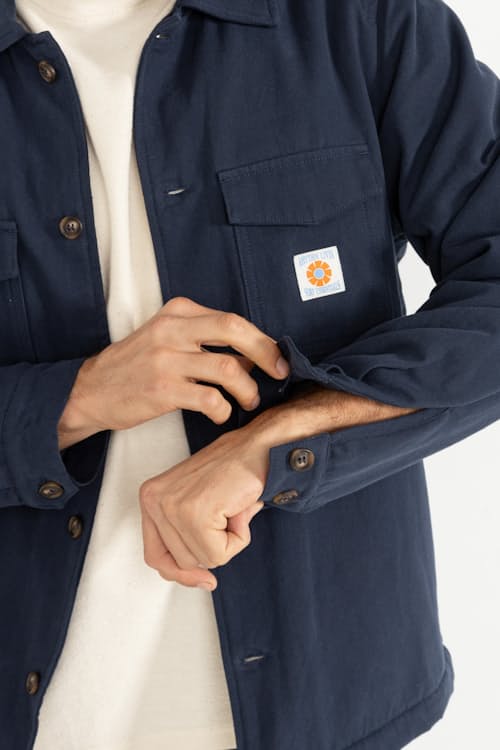 on model image of Sherpa Lined Work Shirt