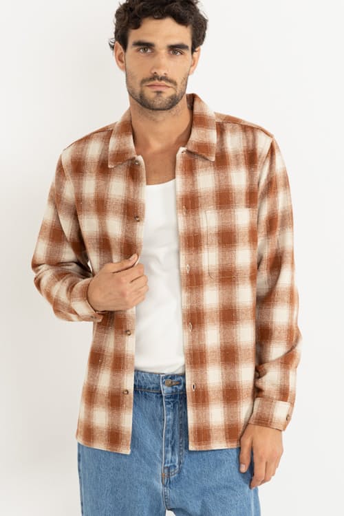 on model image of Bison Long Sleeve Shirt