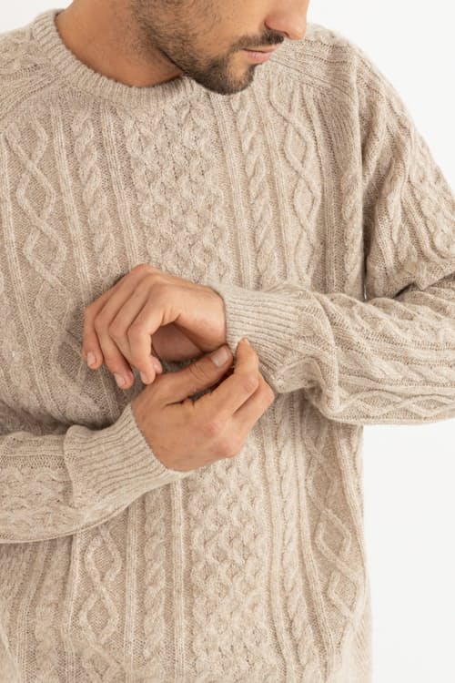 on model image of Mohair Fisherman Knit