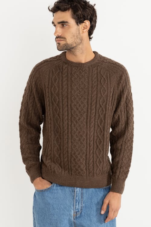 on model image of Mohair Fisherman Knit