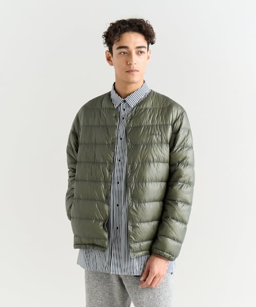 on model image of Inner Down Insulated Cardigan