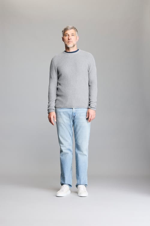 on model image of Mini Waffle Crew Long Sleeve