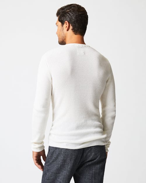 on model image of Mini Waffle Crew Long Sleeve