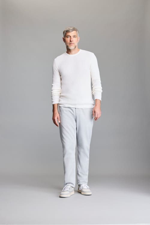 on model image of Mini Waffle Crew Long Sleeve