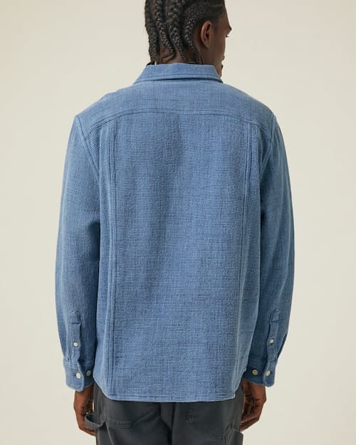 on model image of Pigment Dyed Waffle Long Sleeve Shirt