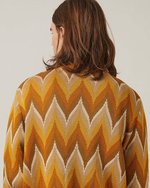 on model image of Golden Road Cardigan