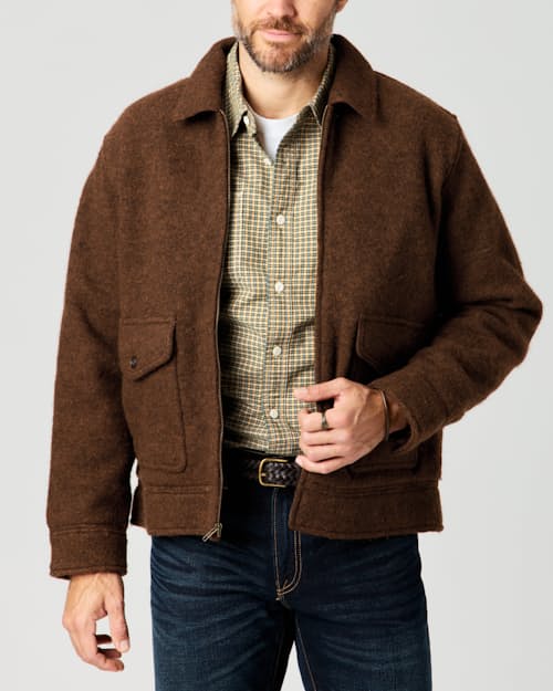 lifestyle image of Boiled Wool Station Jacket