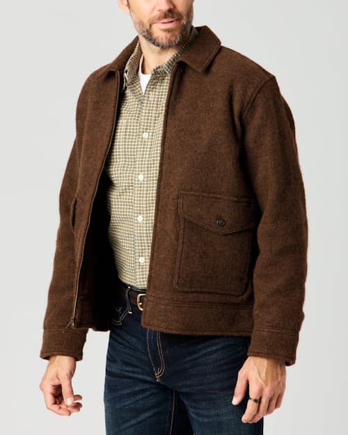 lifestyle image of Boiled Wool Station Jacket