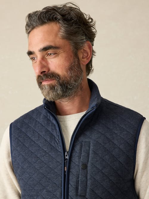 on model image of Epic Quilted Fleece Vest