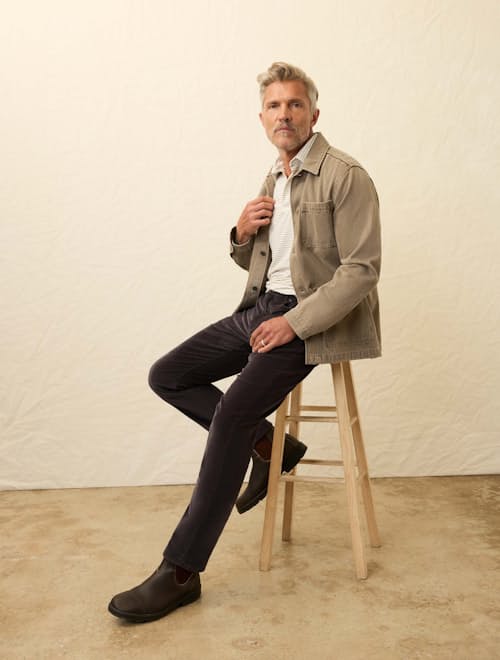 on model image of Stretch Terry 5-Pocket Pant
