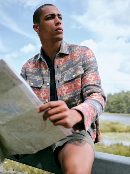 lifestyle image of Doug Good Feather Canyon Overshirt