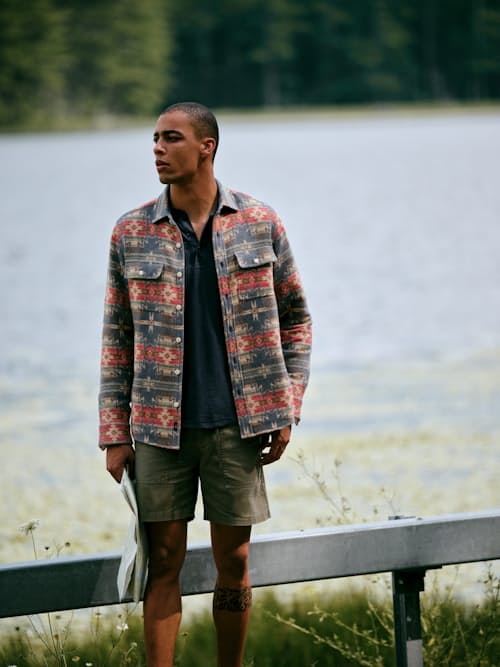 lifestyle image of Doug Good Feather Canyon Overshirt