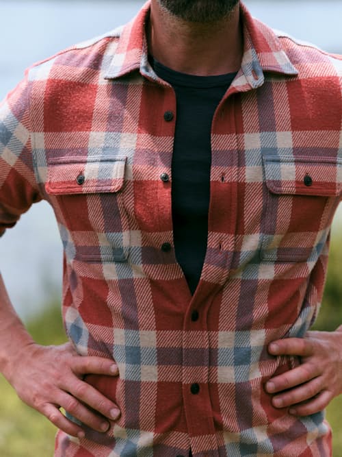 on model image of Legend Sweater Flannel Shirt