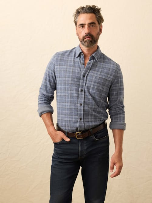 on model image of Legend Sweater Flannel Shirt