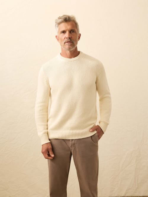 on model image of Heirloom Crewneck Sweater