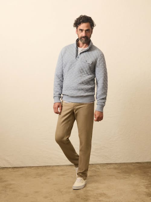 on model image of Epic Fleece Quilted Pullover