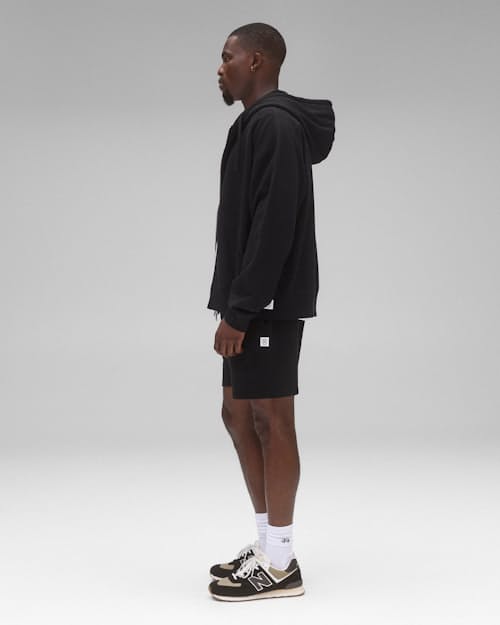 on model image of Midweight Terry Relaxed Zip Hoodie
