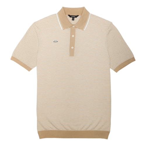 laydown image of Union Recycled Rib Knit Stripe Polo