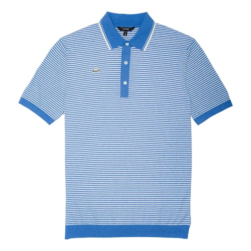 laydown image of Union Recycled Rib Knit Stripe Polo