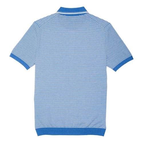 laydown image of Union Recycled Rib Knit Stripe Polo