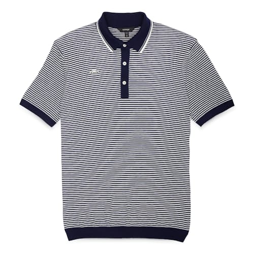 laydown image of Union Recycled Rib Knit Stripe Polo