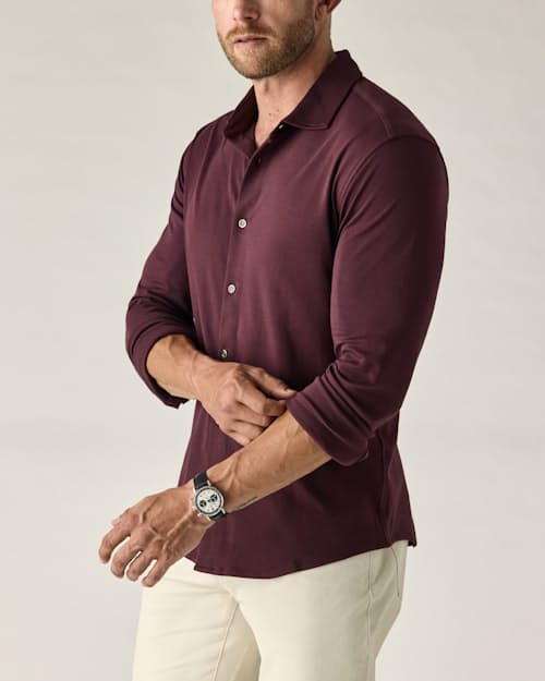 on model image of Aloeknit Long Sleeve Shirt