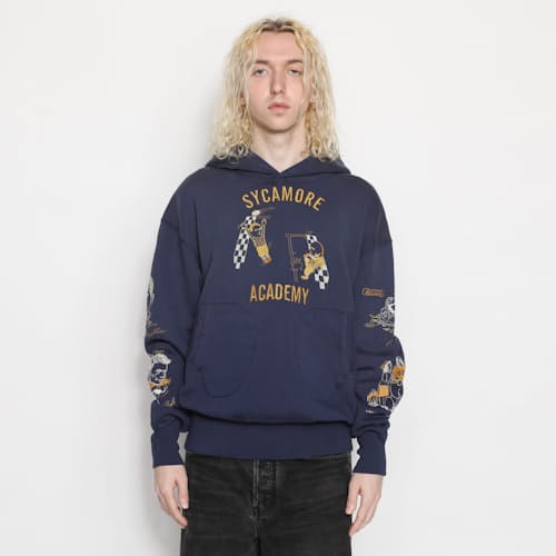 on model image of Varsity Hoodie