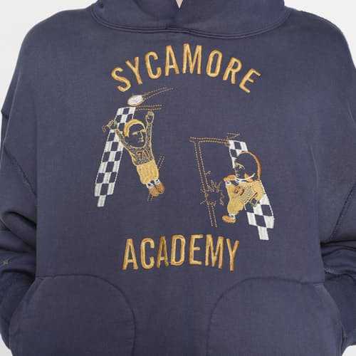 on model image of Varsity Hoodie