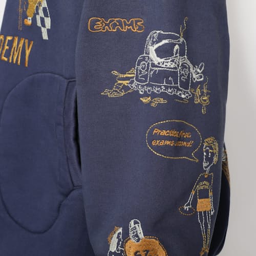 on model image of Varsity Hoodie
